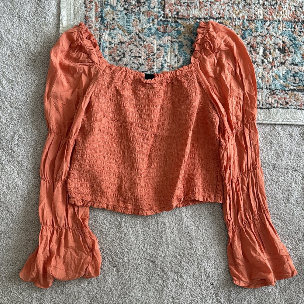 NEW- Wild Fable Orange Boho Long Sleeve Top